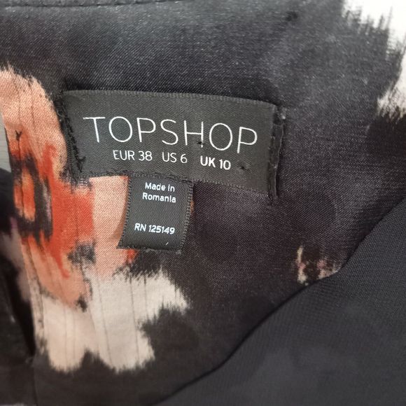 Size 10 Black & Floral Chiffon Relaxed Fit Above Knee Shift Dress - Picture 6 of 6